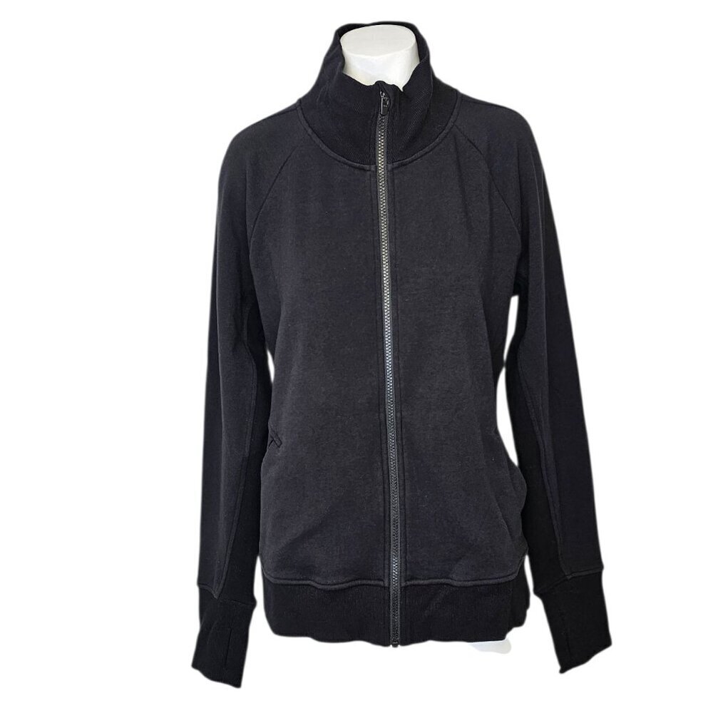 Athleta Triumph Full Zip Jacket, Black, Fleece Lined, Sweatshirt, Size Medium
